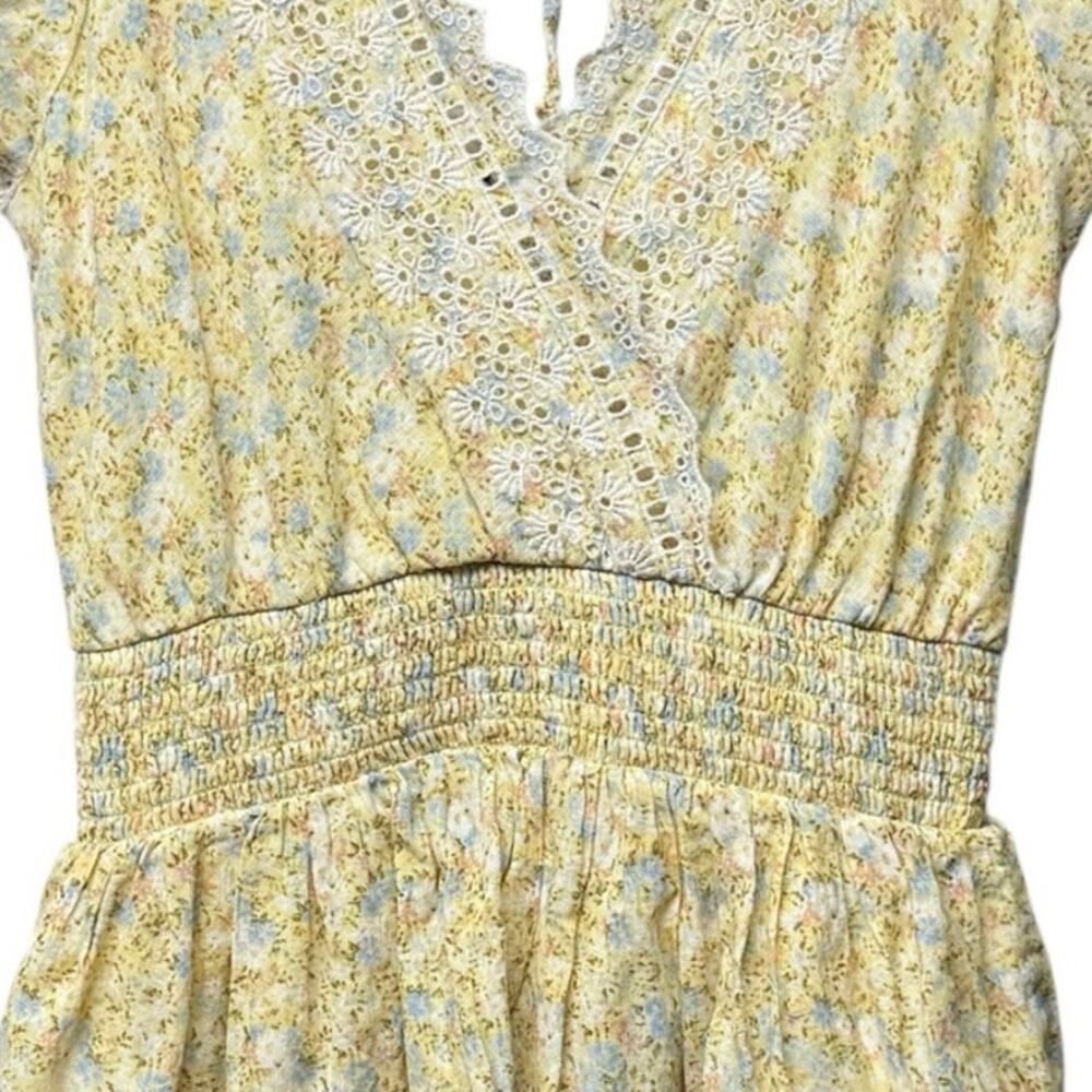 American Eagle Garden Party Wrap Dress Size Small Tiered Yellow Floral Cottage - Picture 8 of 8